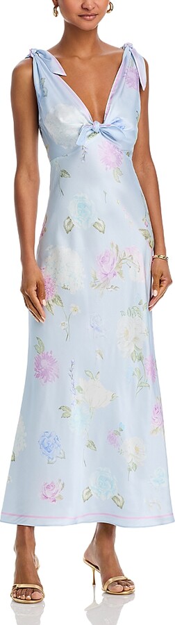 LoveShackFancy Perri Floral Tie Shoulder Dress