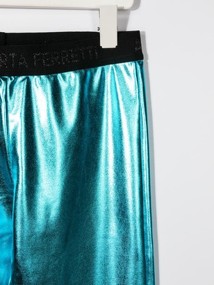 Alberta Ferretti Kids TEEN logo waistband metallic track pants