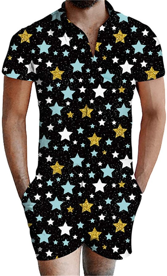 FEOYA Men/'s Short Sleeve Tracksuit 3D Printed Shirts Casual Crewneck Top Tee