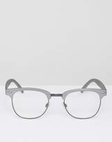 Thumbnail for your product : A. J. Morgan AJ Morgan Half Frame Clear Lens Glasses in Pewter