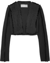 Antonio Berardi - Cropped Fringed Broderie Anglaise And Crepe Jacket - Black
