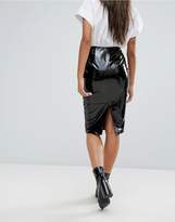 Thumbnail for your product : Missguided Vinyl Zip Detail Midi Pencil Skirt