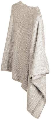 Black Light Grey and Ivory Knitted Cashmere Poncho