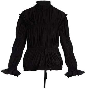 J.W.Anderson High Neck Pleated Crepe De Chine Jacket - Womens - Black