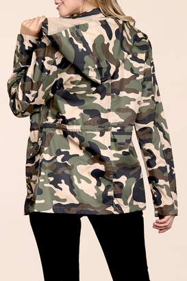 Riah Fashion Camouflage-Hooded Pocket-Jacket
