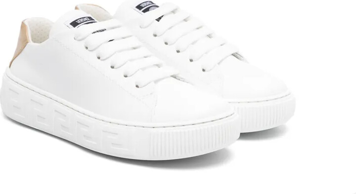 Greca-detail leather sneakers