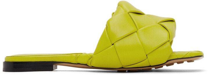 Bottega Veneta Green Intreccio Lido Flat Sandals