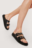 Thumbnail for your product : Nasty Gal Womens Round Double Buckle Moulded Footbed Sandals