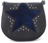 Thumbnail for your product : Orciani Black Tumbled Leather Shoulder Bag With Blue Velvet Star
