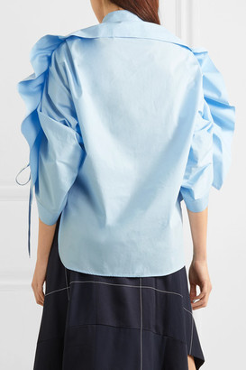 Antonio Berardi Ruched Cotton-poplin Shirt - Blue