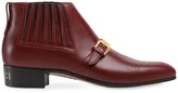 Gucci Men’s leather ankle boot with G brogue – Red