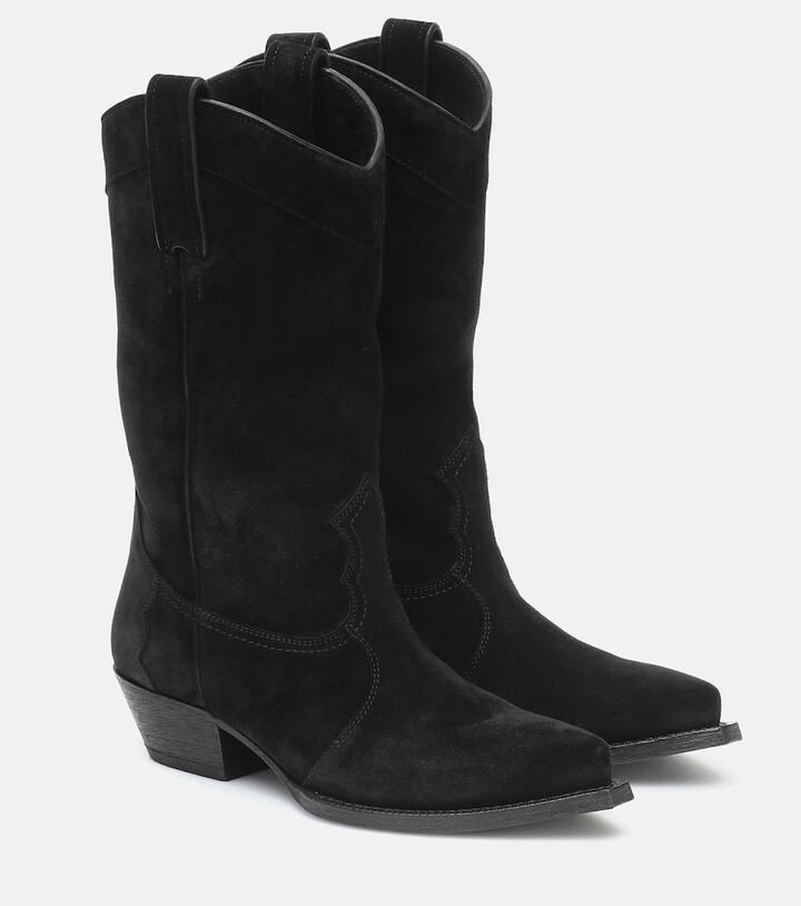 black suede midi boots
