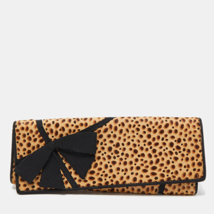 Diane von Furstenberg Brown Leopard Print Calfhair Lytton Minaudiere Clutch  - ShopStyle