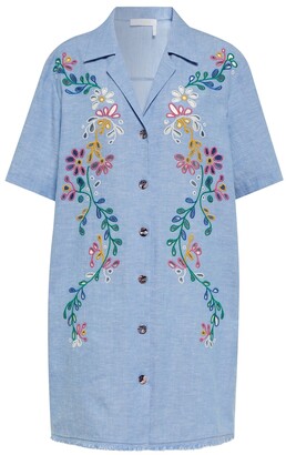 Chloé Broderie anglaise chambray shirt dress
