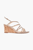 Thumbnail for your product : Alexandre Birman Paolla Metallic Leather Wedge Sandals