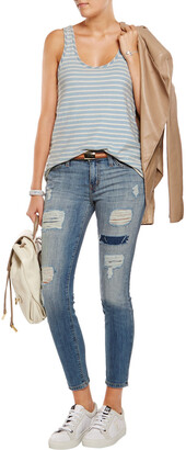 Current/Elliott The Stiletto Distressed Low-rise Skinny Jeans