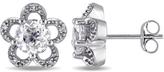 Thumbnail for your product : Laura Ashley 2 CT TW White Topaz and Diamond 10K White Gold Flower Stud Earrings