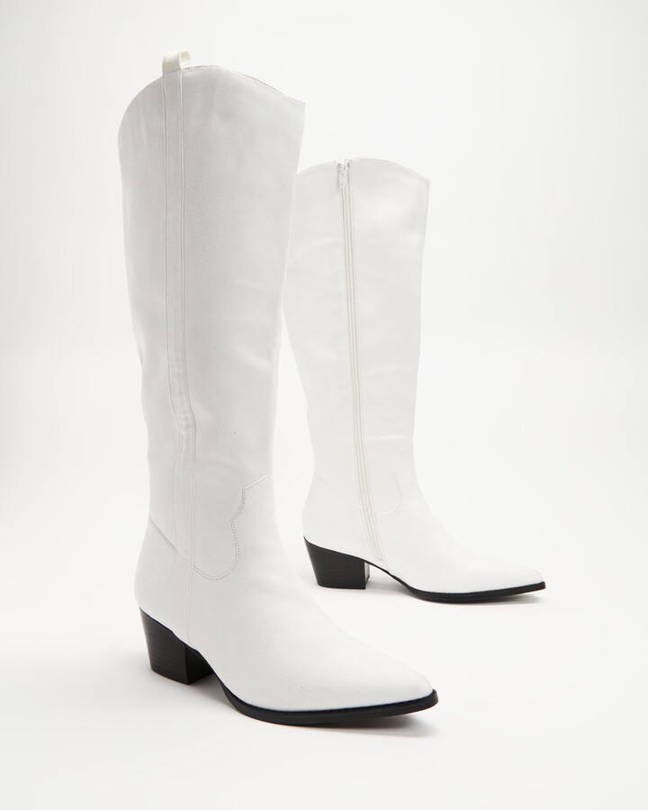 Dazie Women's White KneeHigh Boots Stevie Knee High Boots ShopStyle