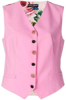 Dolce & Gabbana jewel button floral back waistcoat