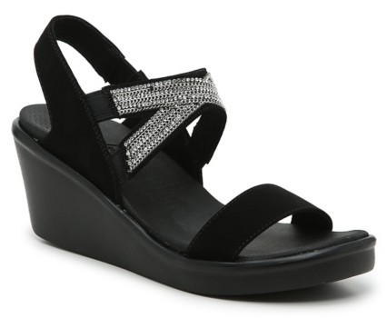 skechers black wedges