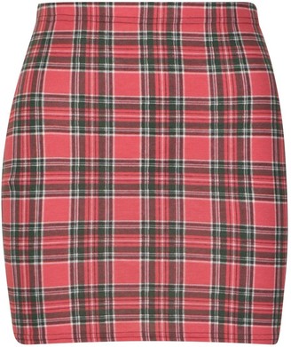 boohoo Tartan Check Basic Jersey Mini Skirt