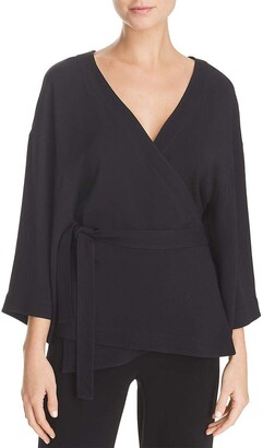 Theory Womens 3/4 Sleeve Elevated Wrap Top