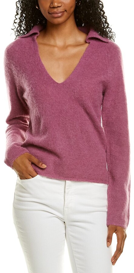 Purple Vince Wool Ribbed Knit Sweater in Pink Womens Jumpers and knitwear Vince Jumpers and knitwear 