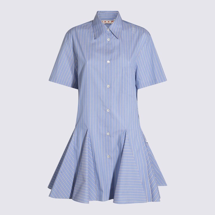 Light Blue Cotton Mini Dress