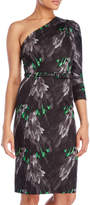 Thumbnail for your product : Samantha Sung Belted One Sleeve Parrot Feather Dress
