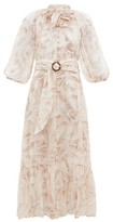 Thumbnail for your product : Zimmermann Super Eight Palm Tree-print Belted Chiffon Dress - Cream Print