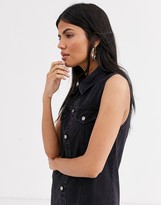 Thumbnail for your product : Lost Ink button front maxi column dress in denim