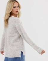 Thumbnail for your product : Pieces fluffy v neck jumper in grey