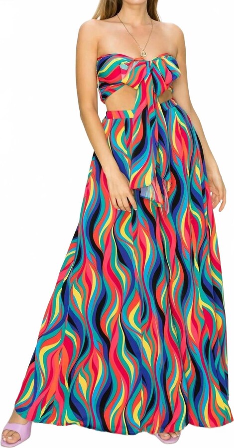 Fiestar Duchess Tube Top And Palazzo Pants Set In Multi