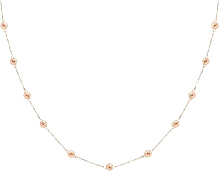 1stDibs 14k Solid Yellow Gold Chain Round Bead Ball Station Necklace