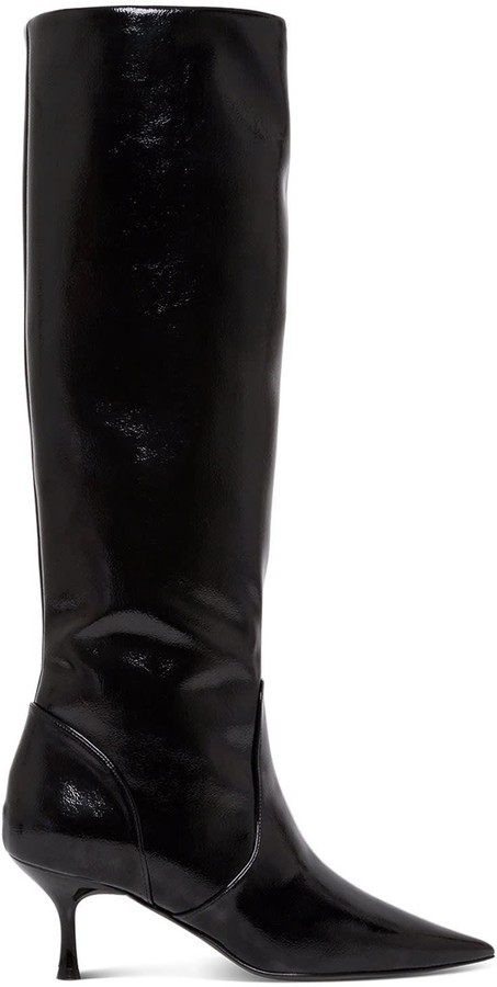 short black patent leather boots