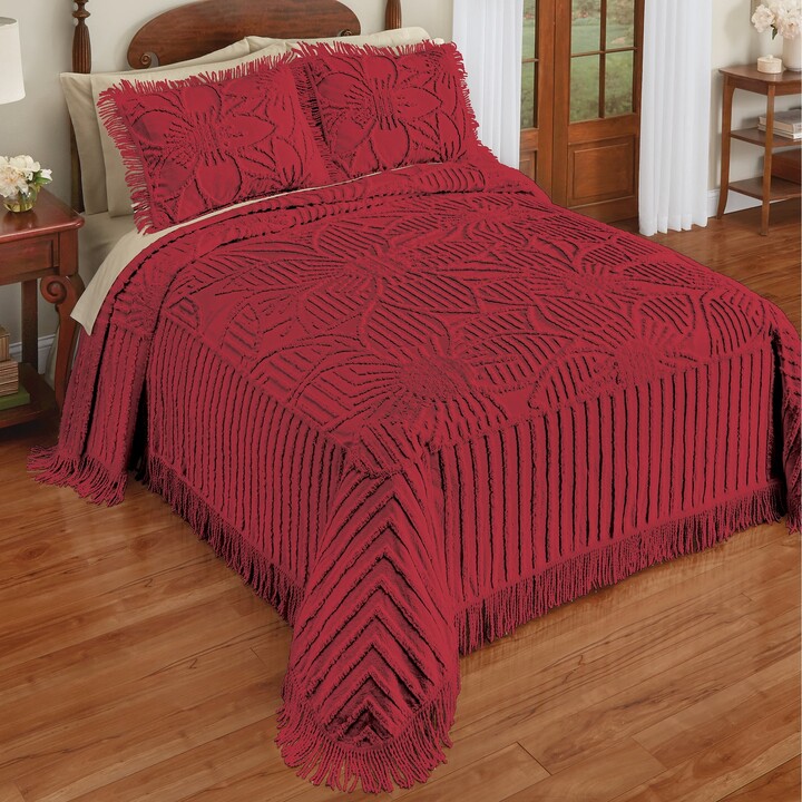 Collections Etc Flora Chenille Bedspread with Fringe Border ShopStyle