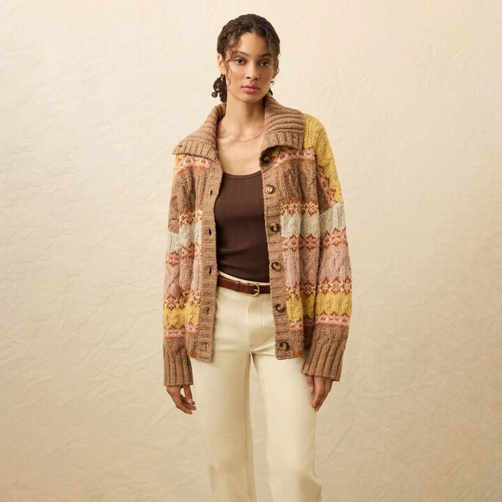 Faherty Women's Highland Fairisle Cardigan, XS, Lakeside Fairisle Haze