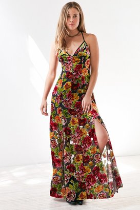 Ecote Lilyhandra Floral Velvet Burnout Maxi Dress
