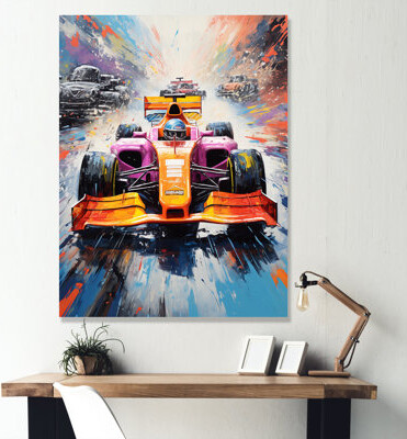 Trent Austin Design Formula Race On Colorful Fauvist Speed Track II