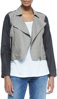 Thumbnail for your product : Eileen Fisher Coated Moto Asymmetric-Zip Jacket