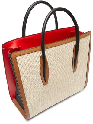 Christian Louboutin Paloma Large Canvas And Leather Tote Bag - Ivory Multi