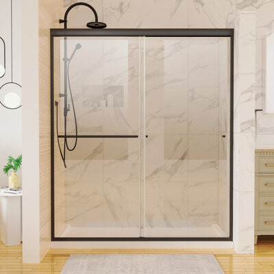 FORCLOVER 60'' - W x 70'' H Bypass Door Shower Door with Clear Glass And Handle