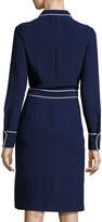 Thumbnail for your product : Pink Tartan Contrast-Piping Shirtdress, Blue/White