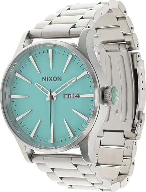 Nixon Sentry SS Men's Watches Silver/Turquoise, Stainless Steel