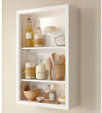 Pottery Barn Cabinet with Frosted Glass
