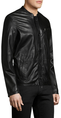 John Varvatos Solid Leather Racer Jacket
