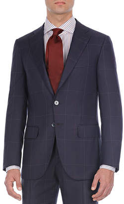Isaia Windowpane Two-Piece Wool Suit