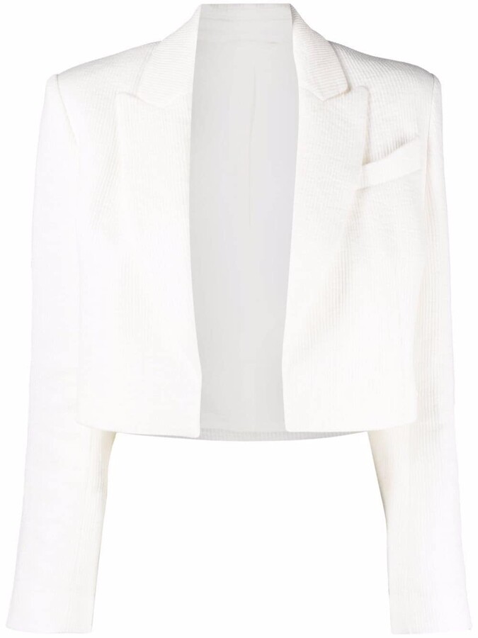 white cropped blazer