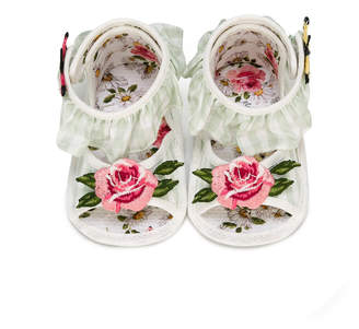 MonnaLisa gingham frilled floral sandals