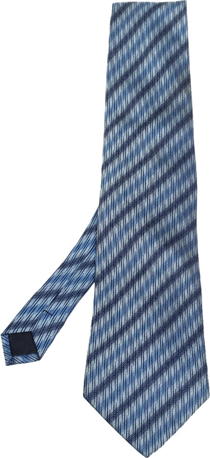 Lanvin Blue Striped Jacquard Silk Tie